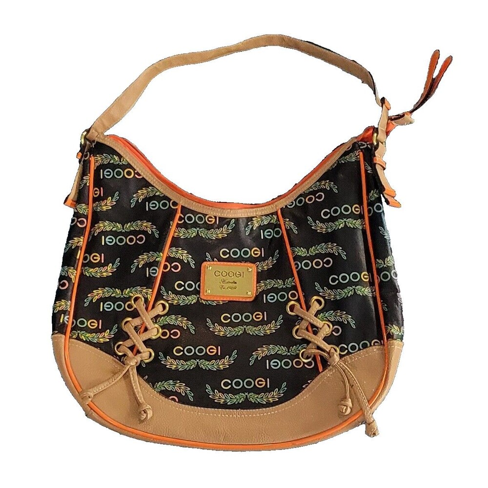Vintage Coogi Black Purse with Bold Multicolor Accents